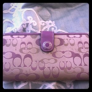 Tan and Purple Coach Wallet